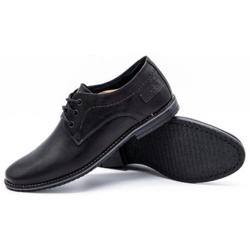 Buty męskie wizytowe skórzane eleganckie sznurowane POLSKIE 870 czarne 43