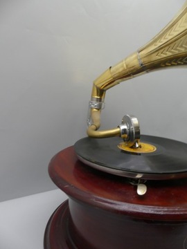 Круглая проигрыватель ПАТЕФОН! Деревянная ЗОЛОТАЯ ТРУБКА!