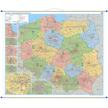 POLSKA MAPA Z KODAMI POCZTOWYMI KODY POCZTOWE KODOWA ŚCIENNA ARTGLOB