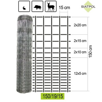 SIATKA OGRODZENIOWA LEŚNA 150cm wysokość rolka 50m
