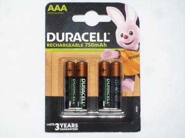 4 x Akumulatorki DURACELL - AAA - 750mAh - NiMH - R3 -