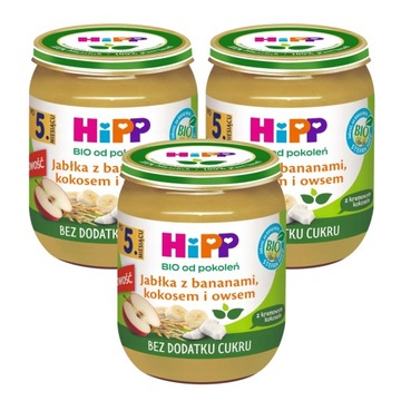HiPP BIO Deserek Jabłka banany kokos owies 3x160g