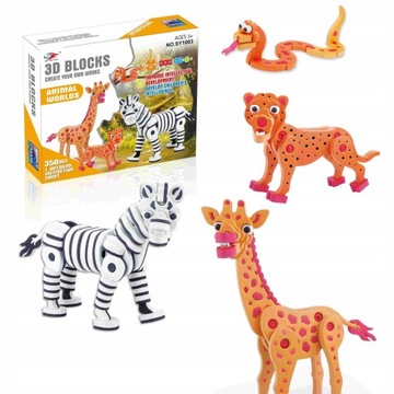 AFRYKAŃSKIE ZWIERZĘTA KLOCKI PIANKOWE PUZZLE 350EL
