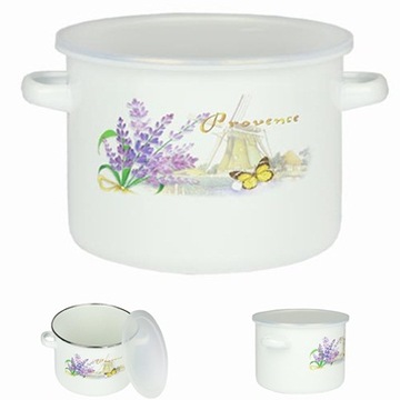 GARNEK EMALIOWANY 2,1 L Z POKRYWĄ GARNUSZEK 16 CM MŁYN