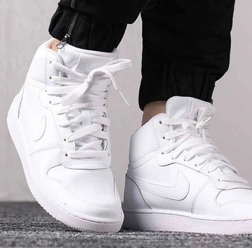 Buty Damskie Nike Ebernon Mid Białe sportowe Skóra Zimowe hi Wysokie