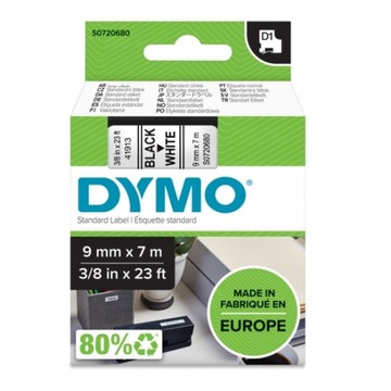 Taśma DYMO D1 40913 S0720680 9mm Biała oryginalna