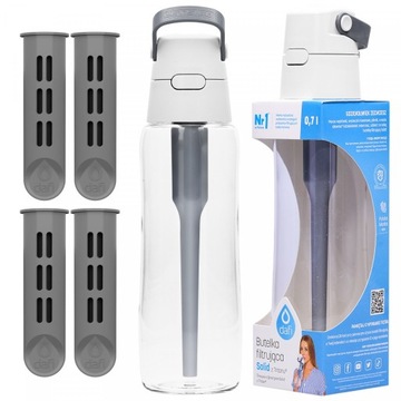 Butelka bidon filtrujący Dafi Solid 0,7l Jeansowa + 4x Filtr węglowy Dafi