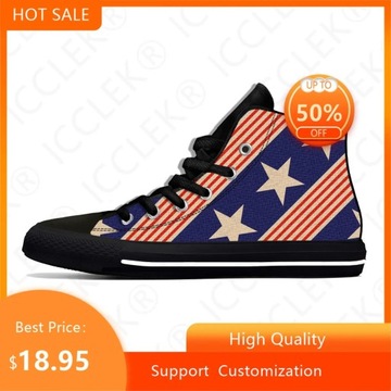 wysokie buty płócienne USA ameryka flaga ameryki gwiazdy patriotyczne moda