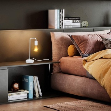 НАСТОЛЬНАЯ ЛАМПА - РЕТРО - БЕЛАЯ - СПАЛЬНЯ - 1xE27