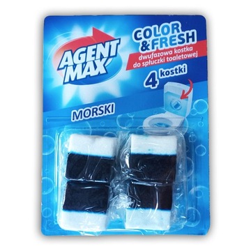 Agent Max Color & Fresh Kostka toaletowa 4x50g morski KOSTKI DO SPŁUCZKI