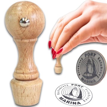 STEMPEL RĘCZNY PIECZĄTKA Z LOGIEM R40mm DECOUPAGE PROJEKT+GUMKA