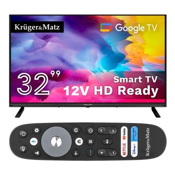 Telewizor SMART Google TV WiFi 32 cale HD HDR Youtube Prime Netflix 12V
