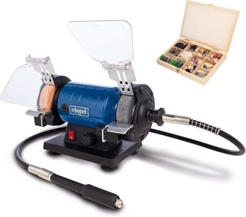 SCHEPPACH SZLIFIERKO-POLERKA Z WAŁKIEM GIĘTKIM HG35 120W+ AKCESORIA 103 SZT