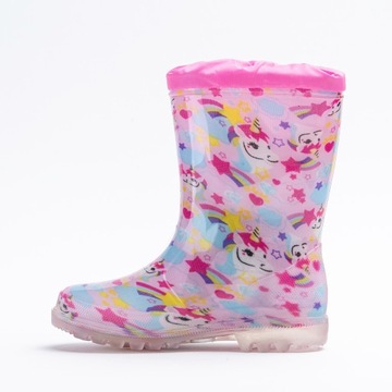 WOJTYŁKO 2201 БОТИНКИ ДЛЯ ДЕВОЧЕК С ВОРОТНИКОМ С ЛАСТИКОЙ РОЗОВЫЕ ЕДИНОРОГИ R 24