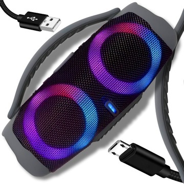 MOCNY GŁOŚNIK MOBILNY BEZPRZEWODOWY BLUETOOTH BASS LED Z UCHWYTEM
