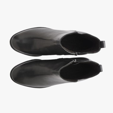 Botki damskie skórzane RYŁKO buty z ozdobną cholewką naturalna skóra czarne