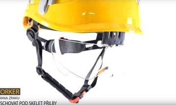 Строительная каска с очками ALPINWORKER качество CERVA желтая HV R. 53-66 см