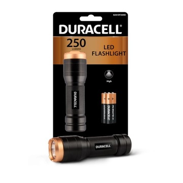 LATARKA RĘCZNA LED aluminiowa + BATERIE 2xAAA 250LM DURACELL biwakowa
