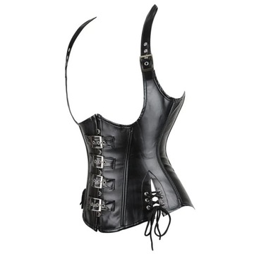 Sexy Leather Corset Top Steampunk Bustier and Cors