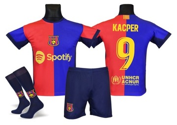 LEWANDOWSKI lub NADRUK BARCELONA strój + getry 128