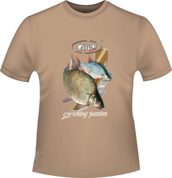STYLOWA KOSZULKA T-SHIRT Z RYBĄ - BIAŁA RYBA-XL