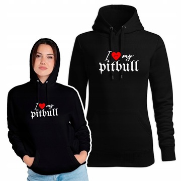 Bluza damska z nadrukiem I LOVE MY PITBULL pies z psem napisem prezent