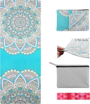 Противоскользящий замшевый коврик для занятий йогой, зеленая мандала