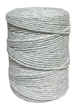 Sznurek Bawełniany do Makramy Szary 150m 2mm