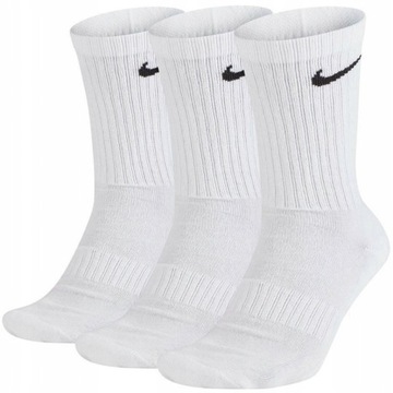 SKARPETY NIKE DŁUGIE SKARPETKI BIAŁE CZARNE LOGO 3-PAK rozmiar 38-42 (M)