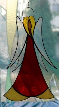 Витраж Тиффани про Ангел, большой, красный