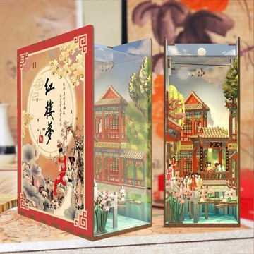 Domek między książki Book Nook Pawilon Różowego Lotosu DIY Chiny