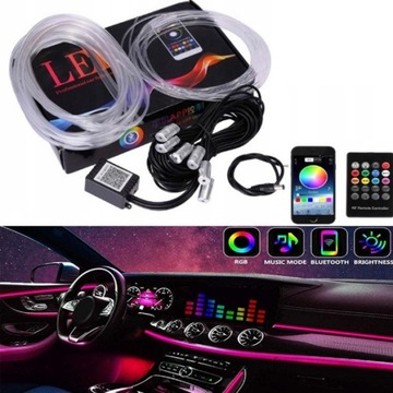 8M EL WIRE ВОЛОКОННО-ОПТИЧЕСКИЙ ОКРУЖАЮЩИЙ СВЕТОДИОД RGB SMART APP