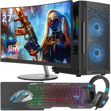 ZESTAW KOMPUTER GAMINGOWY I7 16GB RAM 512GB SSD WINDOWS 10 MONITOR 27 CALI