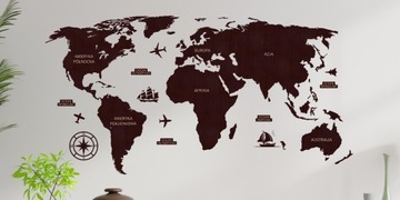 Деревянная карта мира декоративная подробная 3D модель