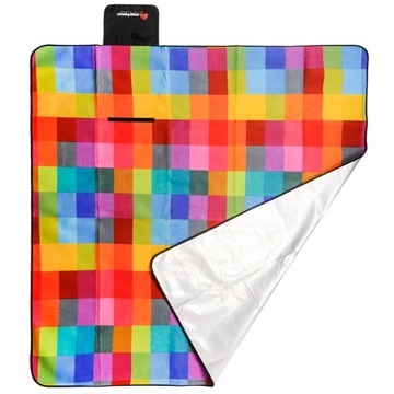 KOC PLAŻOWY PIKNIKOWY Z IZOLACJĄ ALUMINIOWĄ KIESZONKĄ BIWAK DUŻY 180X200CM