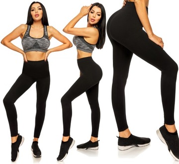 Leginsy sportowe damskie fitness legginsy czarne kryjące długie modelujące