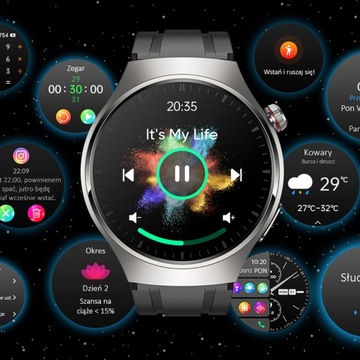 SMARTWATCH ZEGAREK MĘSKI ENTER EKG POMIAR CUKRU PULS CIŚNIENIE ROZMOWY PL