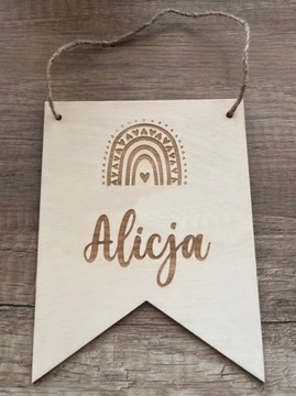 Деревянный вымпел с именной гирляндой ТАБЛИЧКА имя дня рождения один год