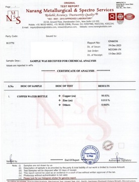 ANTYBAKTERYJNA BUTELKA MIEDZIANA 1L MŁOTKOWANA