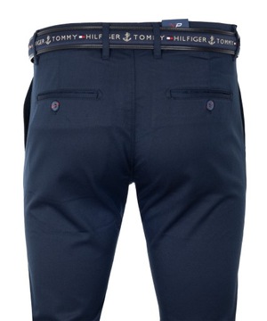 БРЮКИ ИЗ ТКАНИ ЧИНОС, ПРЯМЫЕ ТЕМНО-СИНИЕ БРЮКИ, H33, 88см