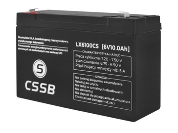 1 szt. PS Akumulator bezobsługowy SLA 6V 10Ah