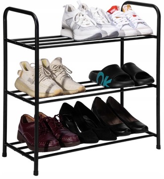 STOJAK NA BUTY SZAFKA METALOWA 3 PÓŁKI ORGANIZER LOFTOWY CZARNY REGAŁ LOFT