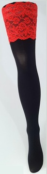 POŃCZOCHY SAMONOŚNE 60 den ZMYSŁOWE koronka 11-15 cm roz. SIZE PLUS 7 \ 8