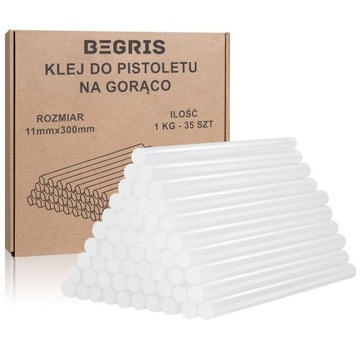 KLEJ do PISTOLETU NA GORĄCO 11 mm x 300 mm 1KG wkłady bezbarwne 35 sztuk