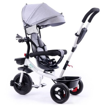 Трехколесная велосипедная коляска с поворотным сиденьем Серая ECOTOYS
