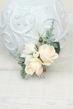 Маленькая расческа-розочка CREAM ROSE для невесты на свадьбу