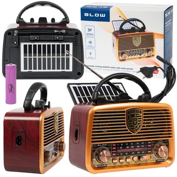 PRZENOŚNE RADIO ANALOGOWE AM/FM BLUETOOTH AUX USB TWS SOLARNE AKUMULATOROWE