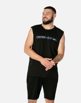 Duża Koszulka Męska Bez Rękawów Bokserka Podkoszulek Tank Top 3017-2 r 6XL