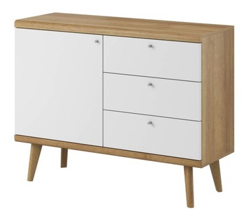 Komoda 107 cm Primo dąb riviera / biały 3 szuflady