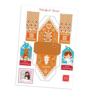 Адвент-календарь домик Рождественская деревня своими руками из бумаги №21